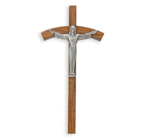 Genuine Walnut Wood Risen Wall Cross, 8"
