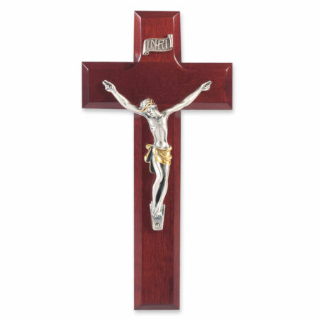 Dark Cherry Wood Wall Crucifix, 8"