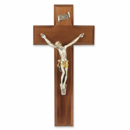 Genuine Walnut Wood Wall Crucifix, 8"