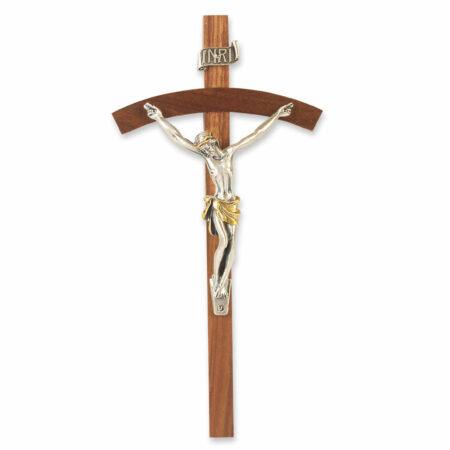 Genuine Walnut Wood Wall Crucifix, 8"