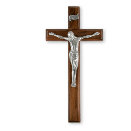 Genuine Walnut Wood Wall Crucifix, 12"