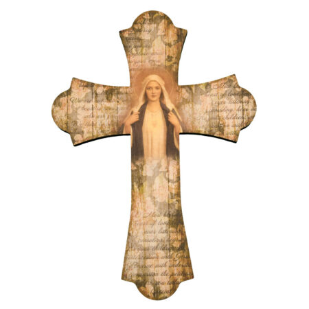 Immaculate Heart of Mary Wood Cross, 10"