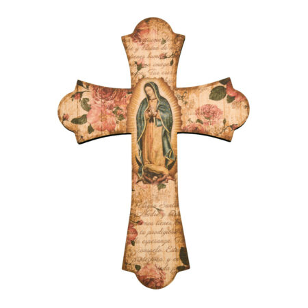 Our Lady of Guadalupe Wood Cross, 10"