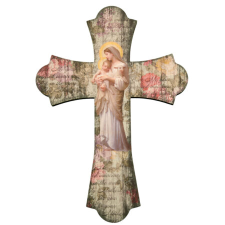 Our Lady of Divine Innocence Wood Cross, 10"