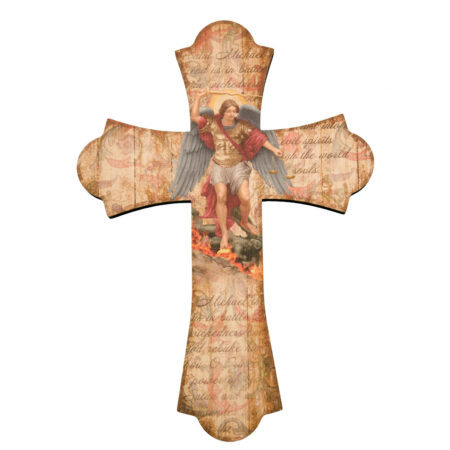 St. Michael Wood Cross, 10"