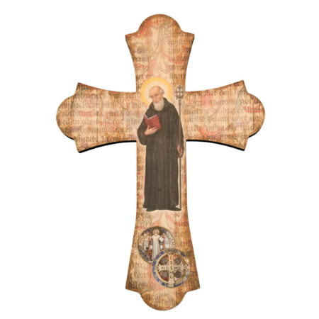 St. Benedict Wood Cross, 10"