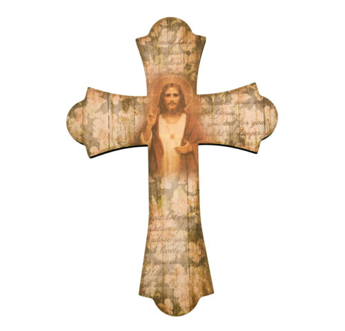 Sacred Heart of Jesus Wood Cross, 12"