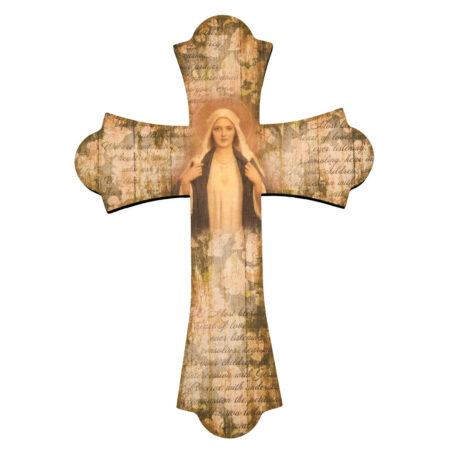 Immaculate Heart of Mary Wood Cross, 12"