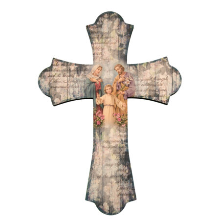 Holy Family Wood Cross, 12"