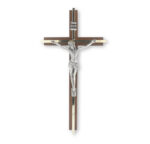 Walnut Wood Wall Crucifix, 10"