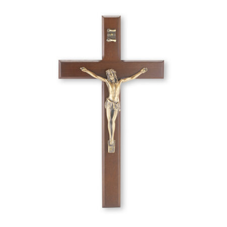 Walnut Wood Wall Crucifix, 10"