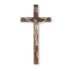 Walnut Notched Wood Wall Crucifix, 10"