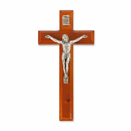 Natural Cherry Wood Crucifix, 7"