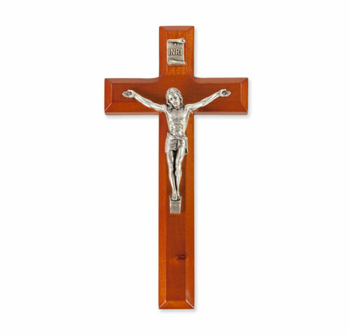 Natural Cherry Wood Crucifix, 7"