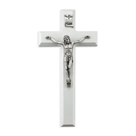 White Wood Crucifix, 7"