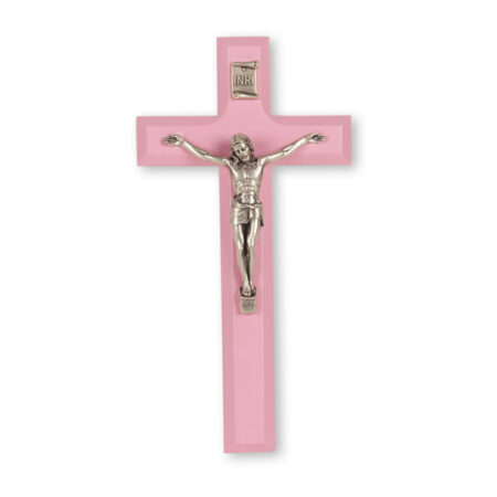 Pink Wood Crucifix, 7"