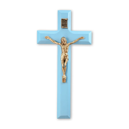 Blue Wood 7" Crucifix
