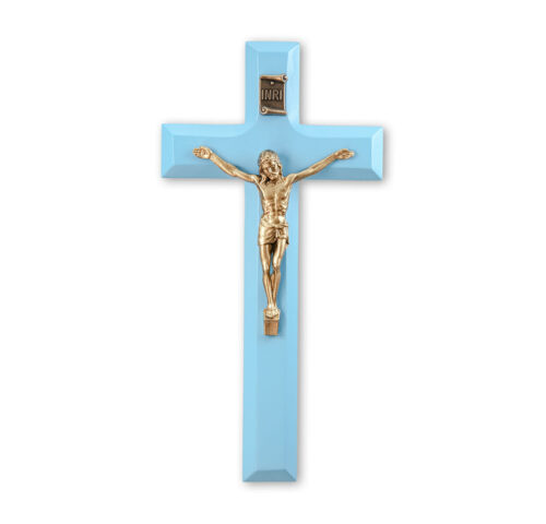 Blue Wood 7" Crucifix