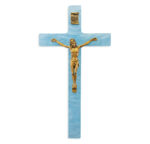 Blue Pearlized Crucifix