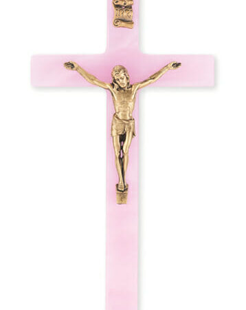 Pink Pearlized Crucifix, 7"