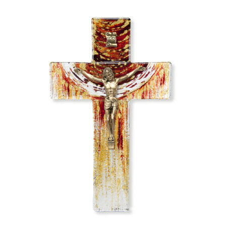Red and Gold Glass Cross, 7"