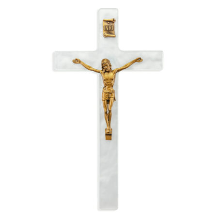 White Pearlized Crucifix, 7"