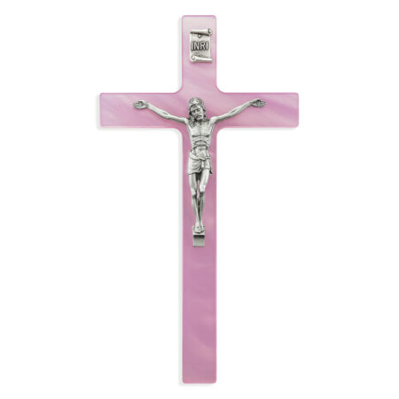 Pink Pearlized Crucifix, 7"
