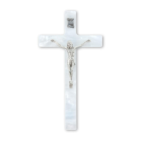 White Pearlized Crucifix, 7"