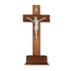 Walnut Wood Standing Crucifix, 10"