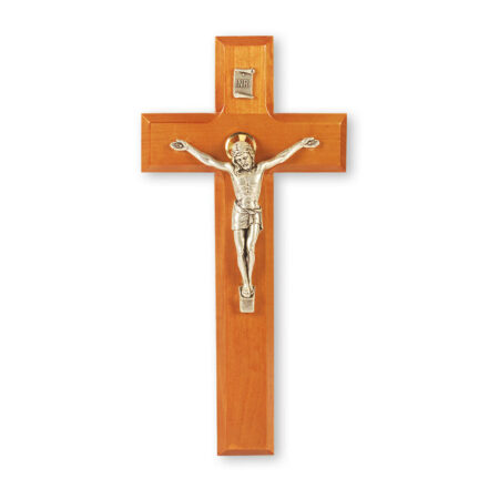 Natural Cherry Wood Wall Crucifix, 9"