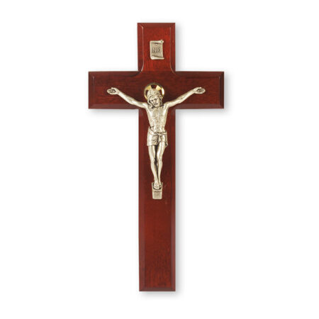 Dark Cherry Wood Wall Crucifix, 9"