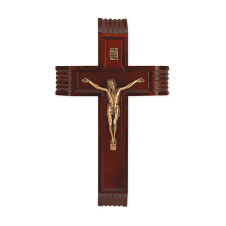 Dark Cherry Wood Sick Call Crucifix, 10"