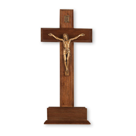Walnut Wood Standing Crucifix, 10"