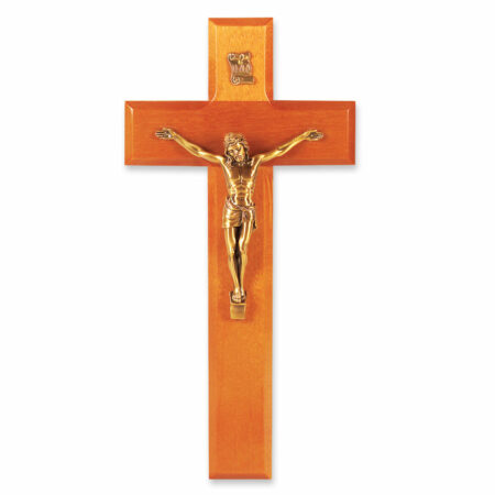 Natural Cherry Wood Wall Crucifix, 9"
