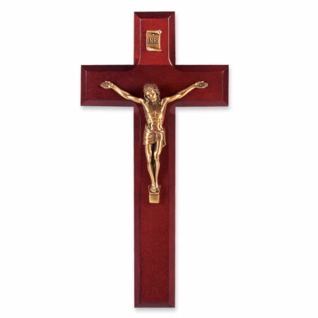 Dark Cherry Wood Wall Crucifix, 9"