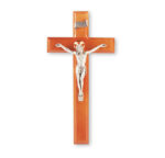 Natural Cherry Wood Wall Crucifix, 11"