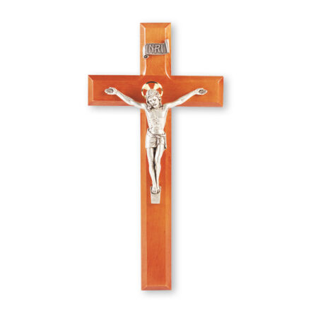 Natural Cherry Wood Wall Crucifix, 11"