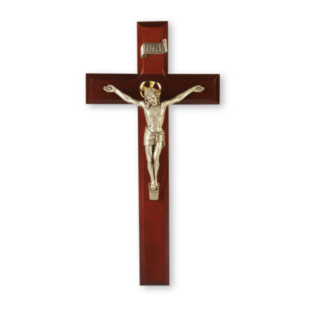 Dark Cherry Wood Wall Crucifix, 11"