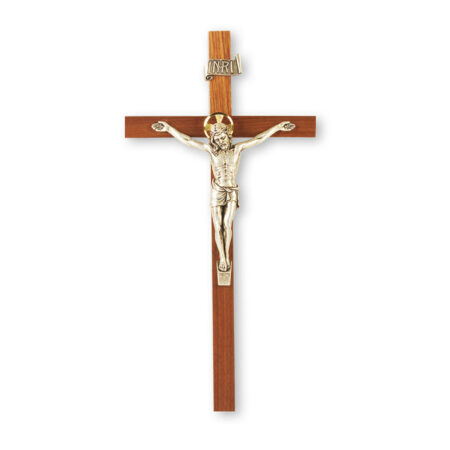 Walnut Wood Wall Crucifix, 11"