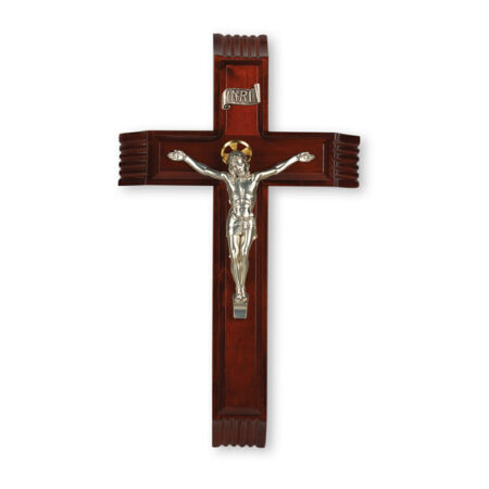 Dark Cherry Wood Sick Call Crucifix, 12"