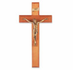 Natural Cherry Wood Wall Crucifix, 11"