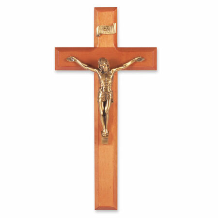 Natural Cherry Wood Wall Crucifix, 11"