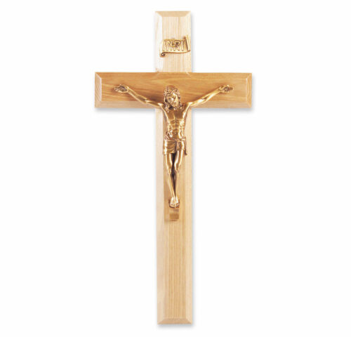 Oak Wood Wall Crucifix, 11"