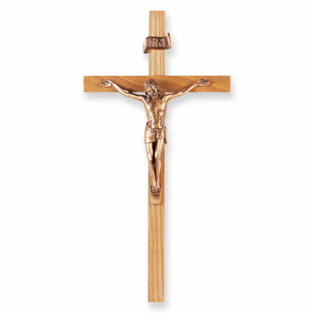 Oak Wood Wall Crucifix, 11"