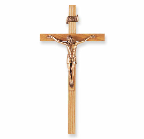 Oak Wood Wall Crucifix, 11"