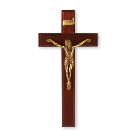 Dark Cherry Wood Wall Crucifix, 11"