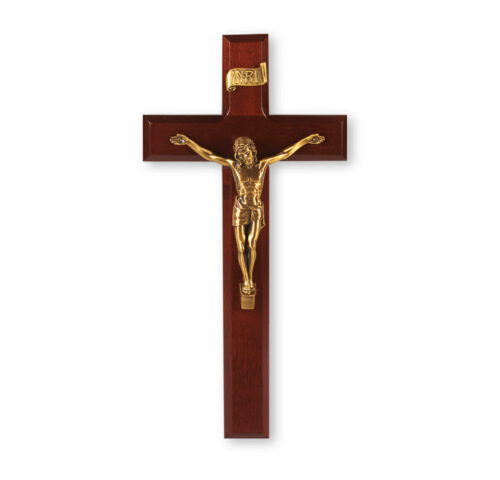 Dark Cherry Wood Wall Crucifix, 11"