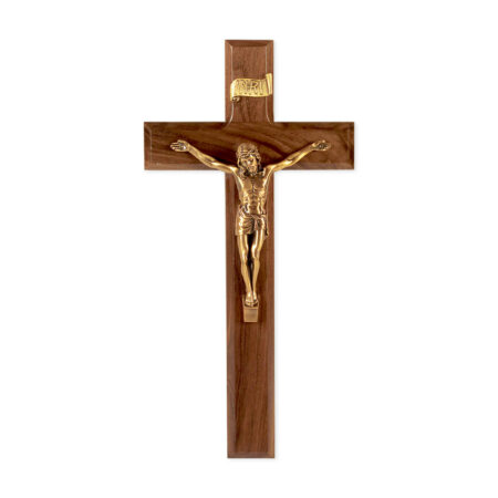 Walnut Wood Wall Crucifix, 11"