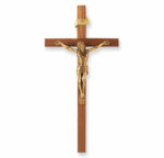 Genuine Walnut Wood Wall Crucifix, 11"