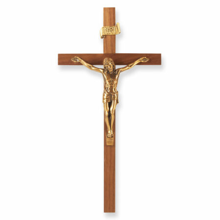 Genuine Walnut Wood Wall Crucifix, 11"